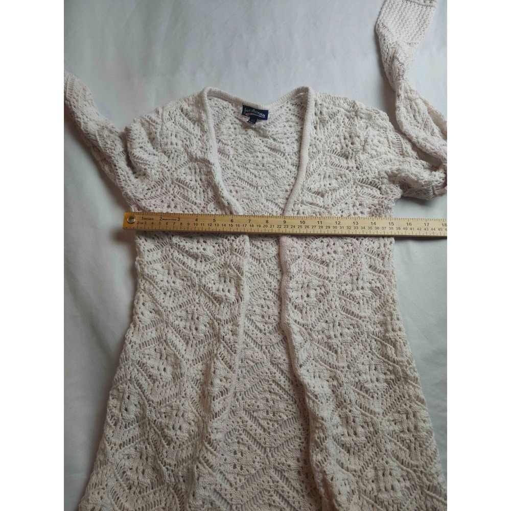 Freshman 1996 Duster Cardigan Womens XS Beige Boho Romantic Chic Artsy Festival - Picture 3 of 10